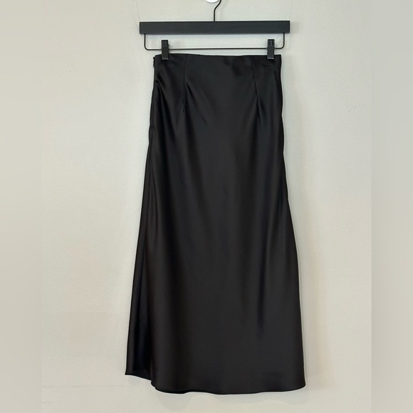 Aqua Satin Midi Slip Skirt - Picture 2 of 6